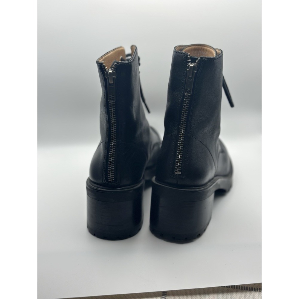Madewell NH230 BRADLEY Lace-Up‎ Heeled Boots in Leather Lugsole Size 6 Black - Picture 5 of 8